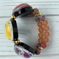 Lenora Dame Patchwork Lens Stretch Bracelet in Sunset