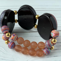 Lenora Dame Patchwork Lens Stretch Bracelet in Sunset