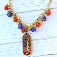 Lenora Dame Keyhole Mosaic Pendant Necklace in Clementine & Violet