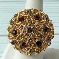 Lenora Dame Earl Grey Rhinestone Cocktail Statement Ring