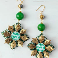 Lenora Dame Spruce Chrysanthemum Dangle Earring