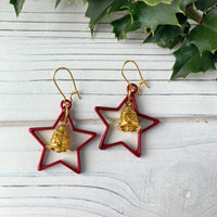 Lenora Dame Christmas Star Earrings in Spruce or Mulled Wine - Two Options Available