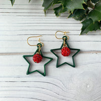 Lenora Dame Christmas Star Earrings in Spruce or Mulled Wine - Two Options Available