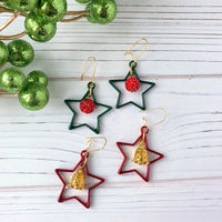 Lenora Dame Christmas Star Earrings in Spruce or Mulled Wine - Two Options Available