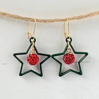 Lenora Dame Christmas Star Earrings in Spruce or Mulled Wine - Two Options Available
