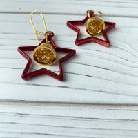 Lenora Dame Christmas Star Earrings in Spruce or Mulled Wine - Two Options Available
