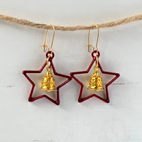 Lenora Dame Christmas Star Earrings in Spruce or Mulled Wine - Two Options Available