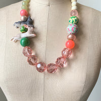 Lenora Dame Easter Bunny Queen Mum Statement Necklace in Soft Rose