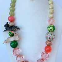 Lenora Dame Easter Bunny Queen Mum Statement Necklace in Soft Rose