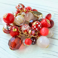 Lenora Dame Red Hot Beaded Charm Bracelet