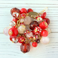 Lenora Dame Red Hot Beaded Charm Bracelet