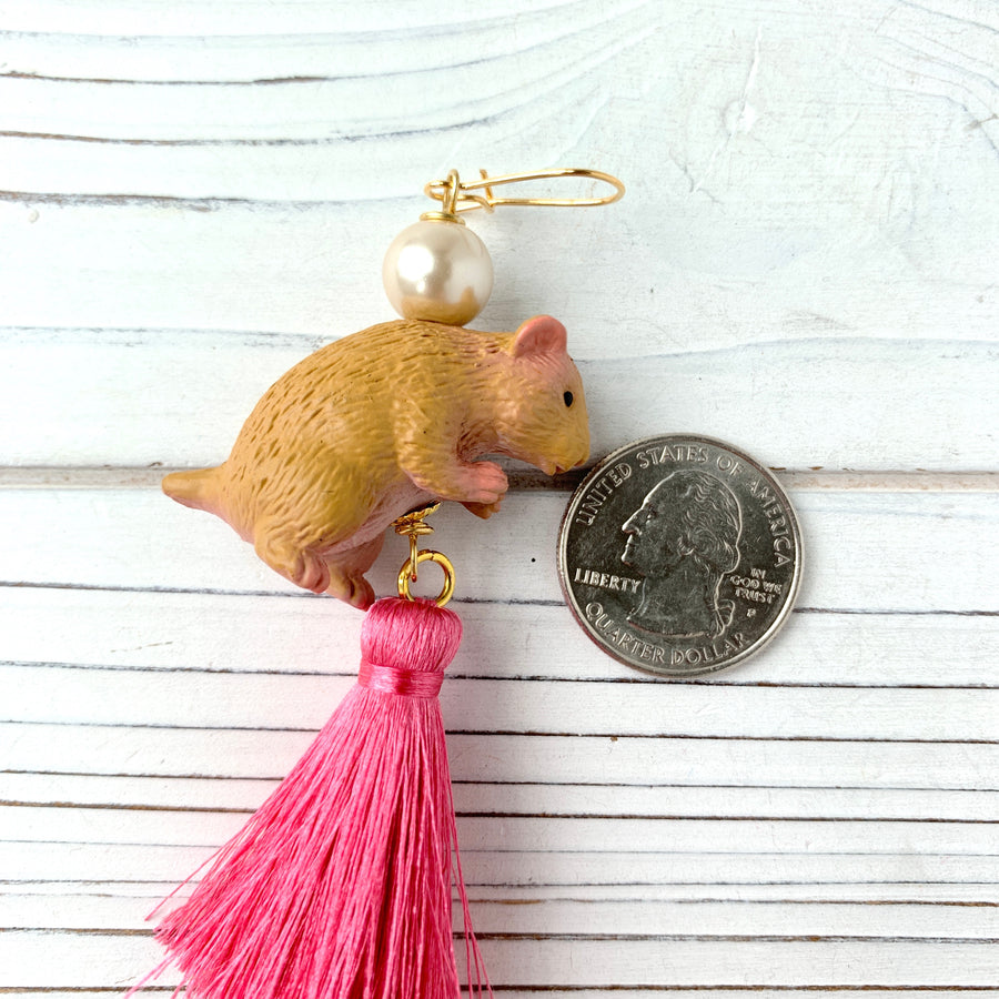 Harriet the Hamster Tassel Earrings