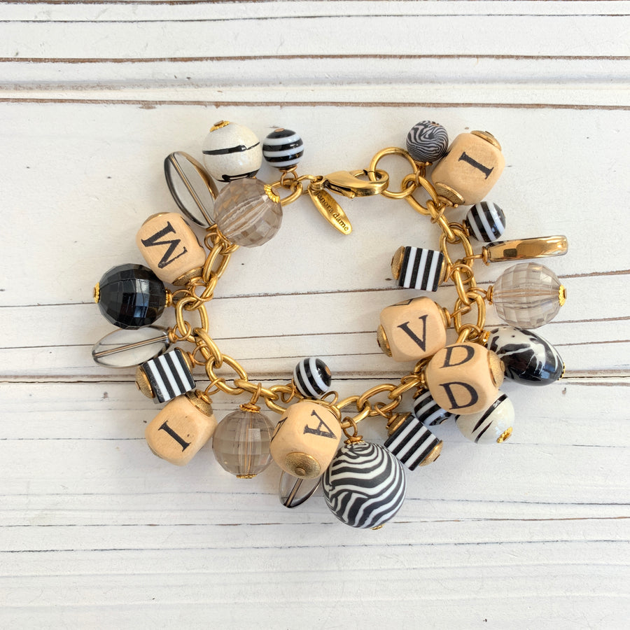 Chunky Alphabet Bracelet in Zebra Print