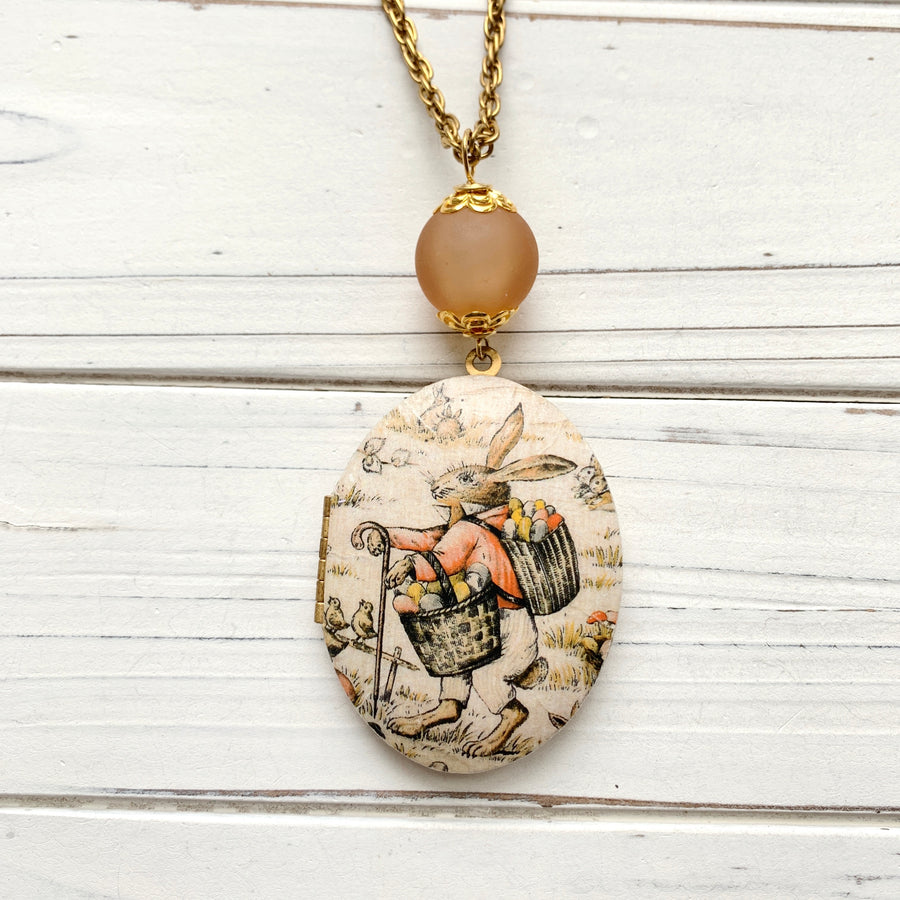 Flop Eared Bunny Locket Necklace