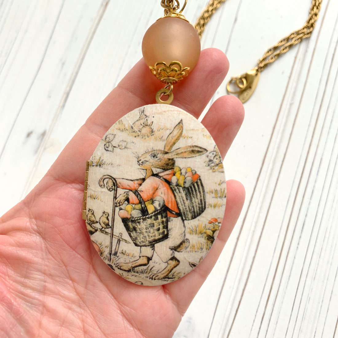 Flop Eared Bunny Locket Necklace