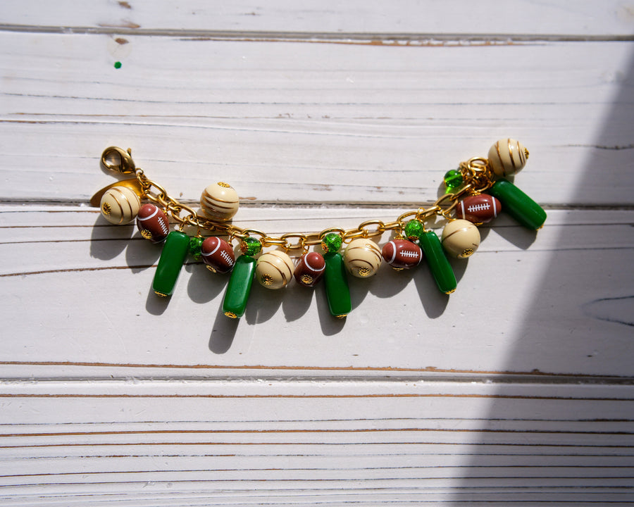 Kelly Green Football Charm Bracelet
