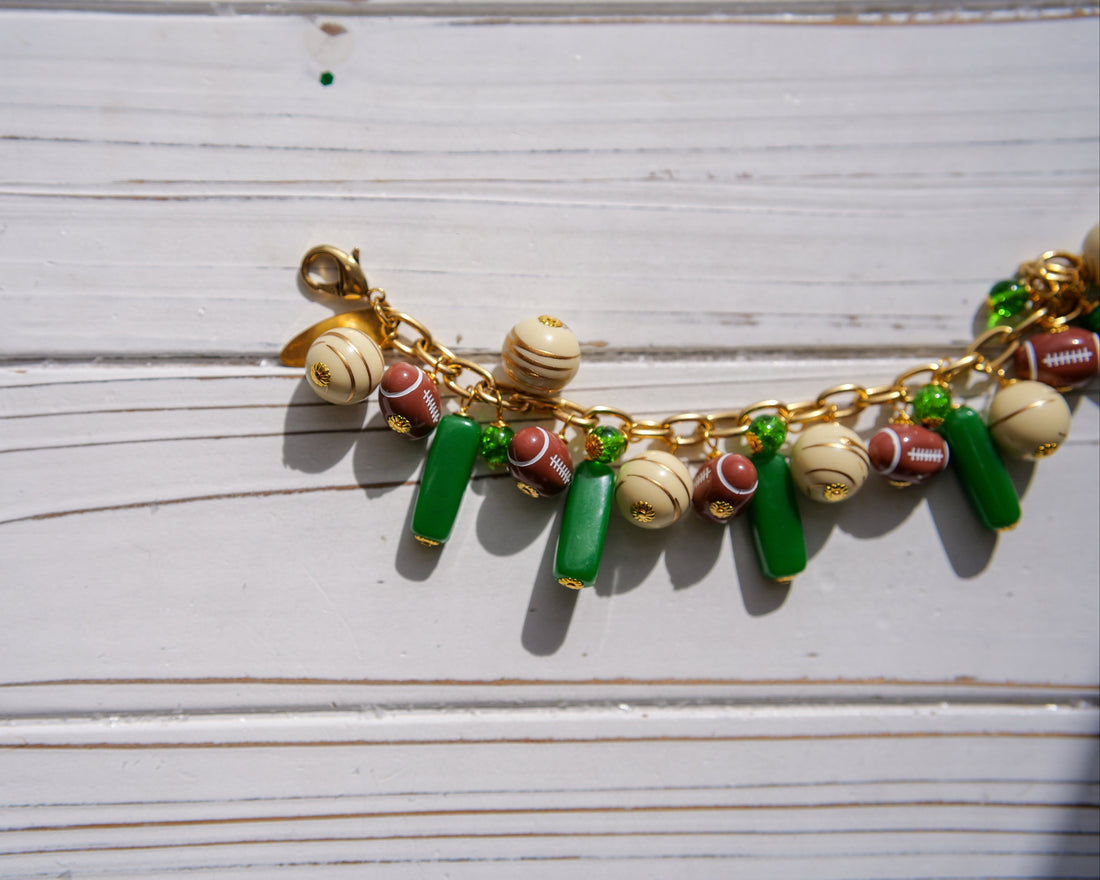 Kelly Green Football Charm Bracelet