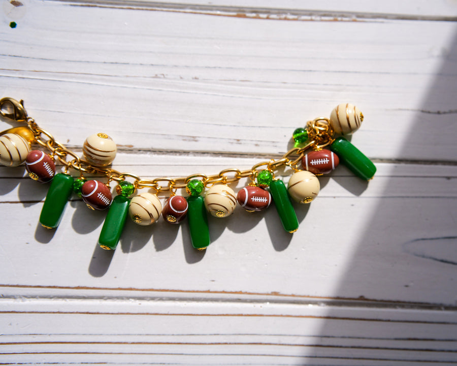 Kelly Green Football Charm Bracelet