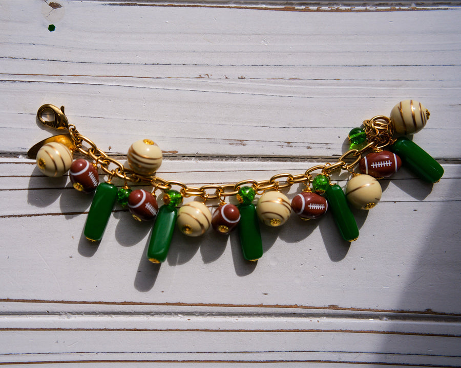 Kelly Green Football Charm Bracelet