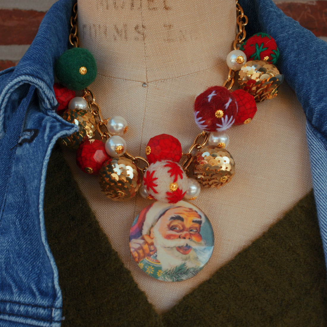 One-of-a-Kind Santa Cluster Necklace