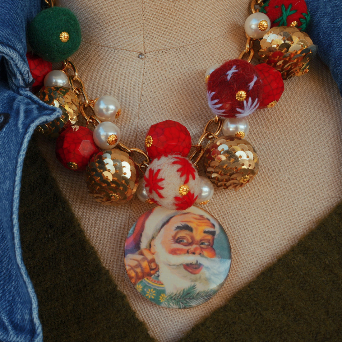 One-of-a-Kind Santa Cluster Necklace