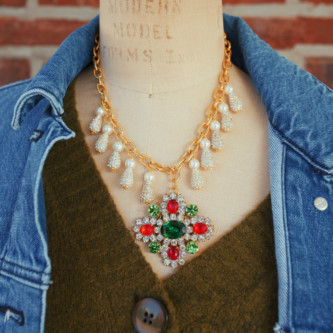 One-of-a-Kind Czech Glass Pendant Necklace