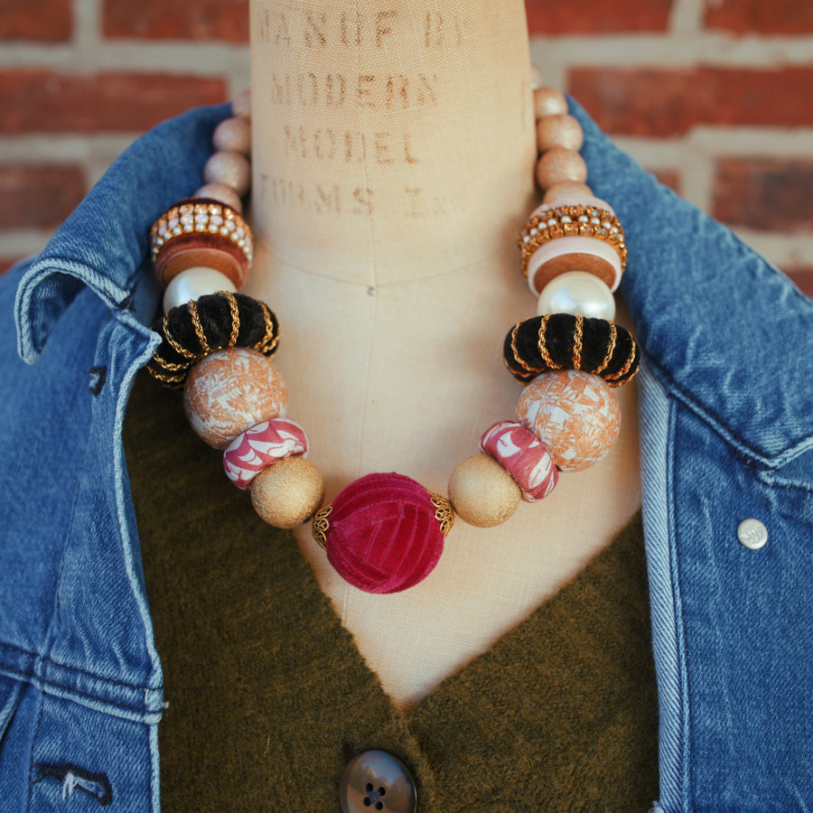 One-of-a-Kind Velveteen Bauble Necklace