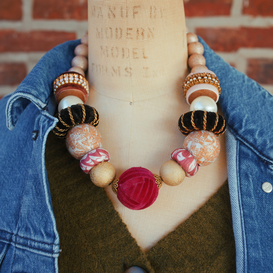 One-of-a-Kind Velveteen Bauble Necklace