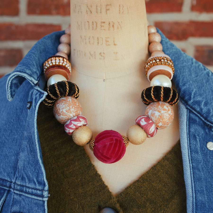 One-of-a-Kind Velveteen Bauble Necklace