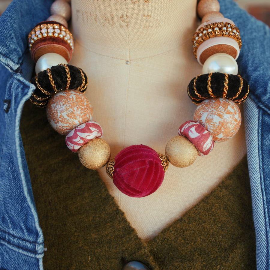 One-of-a-Kind Velveteen Bauble Necklace