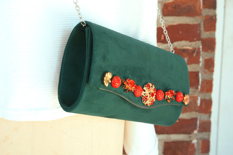 One-of-a-Kind Holiday Clutch Forest Green