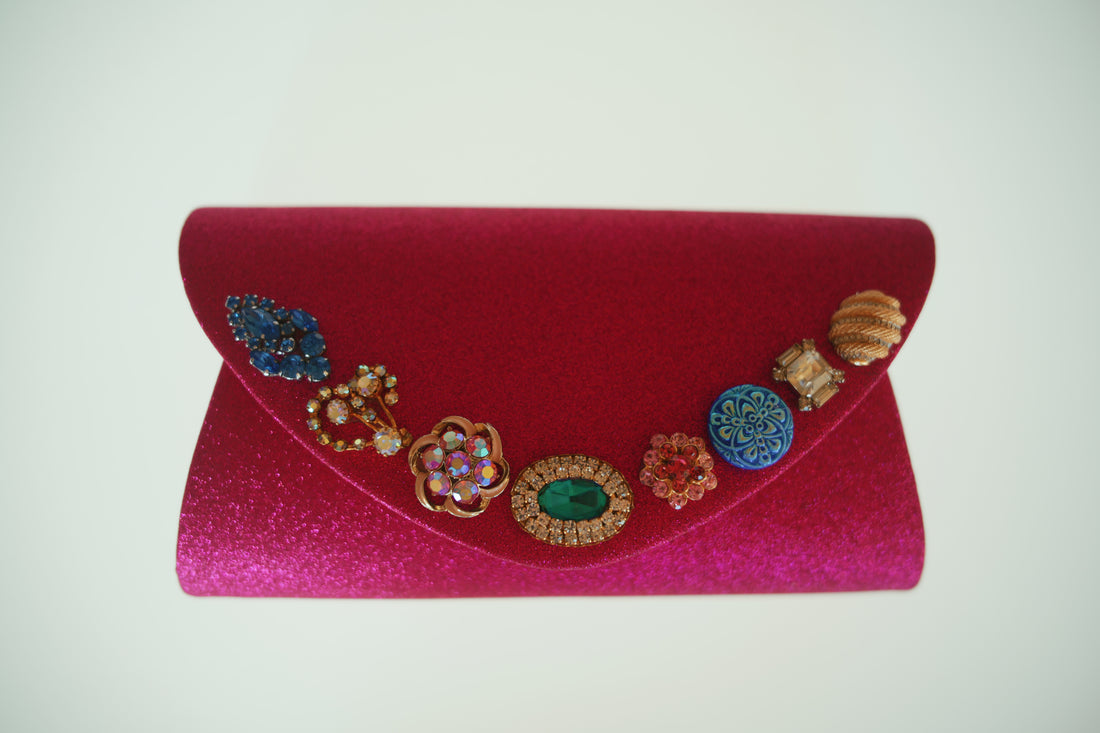 One-of-a-Kind Party Clutch - Sparkly Fuschia