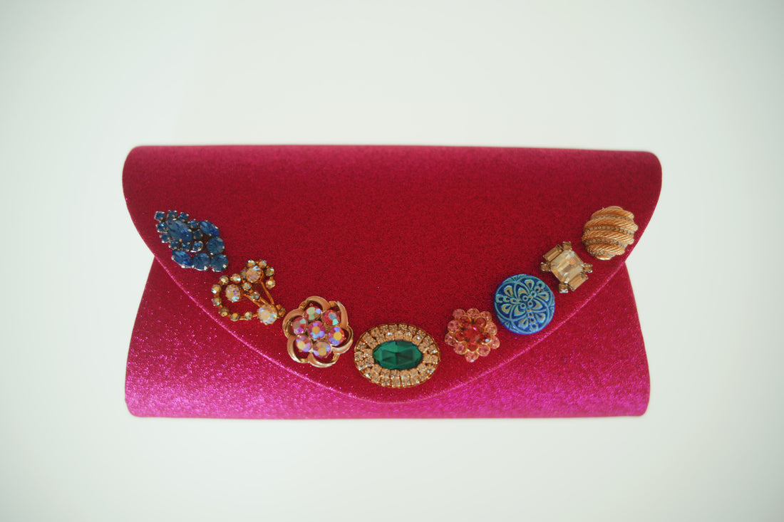 One-of-a-Kind Party Clutch - Sparkly Fuschia