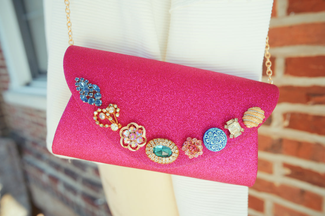 One-of-a-Kind Party Clutch - Sparkly Fuschia