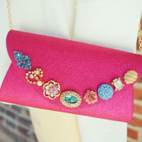 One-of-a-Kind Party Clutch - Sparkly Fuschia