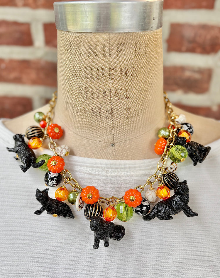 Festive Feline Halloween Necklace