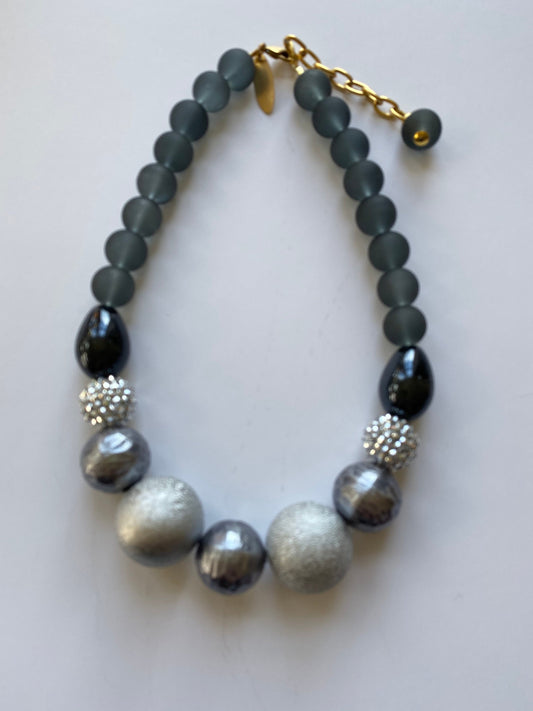 Gray and Black Queen Mum Choker Statement Necklace