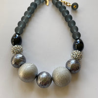 Gray and Black Queen Mum Choker Statement Necklace
