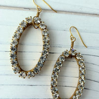 Swarovski Rhinestone Oval Hoop Earrings - Choice of Rhinestone Color