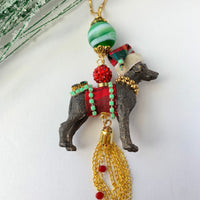 Sleigh Dog Pendant Necklace