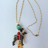 Sleigh Dog Pendant Necklace