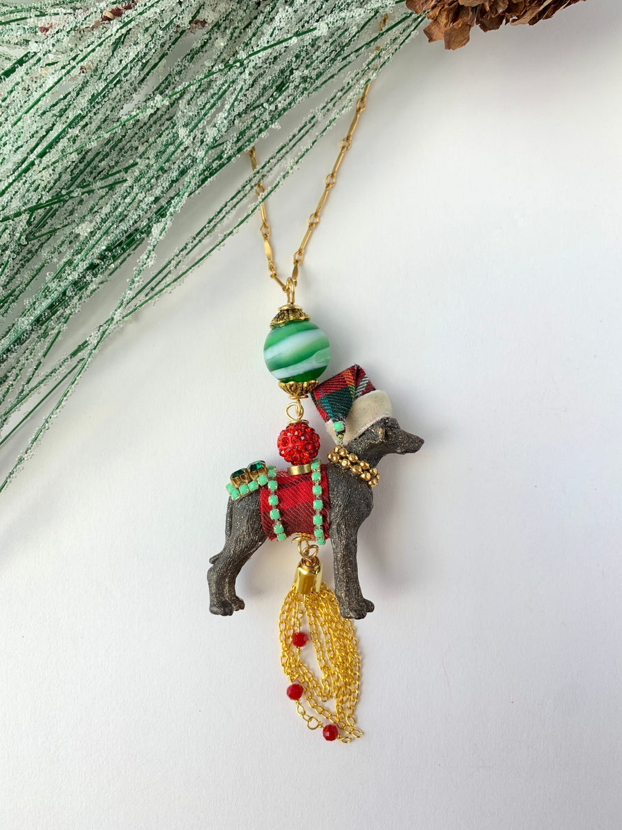 Sleigh Dog Pendant Necklace