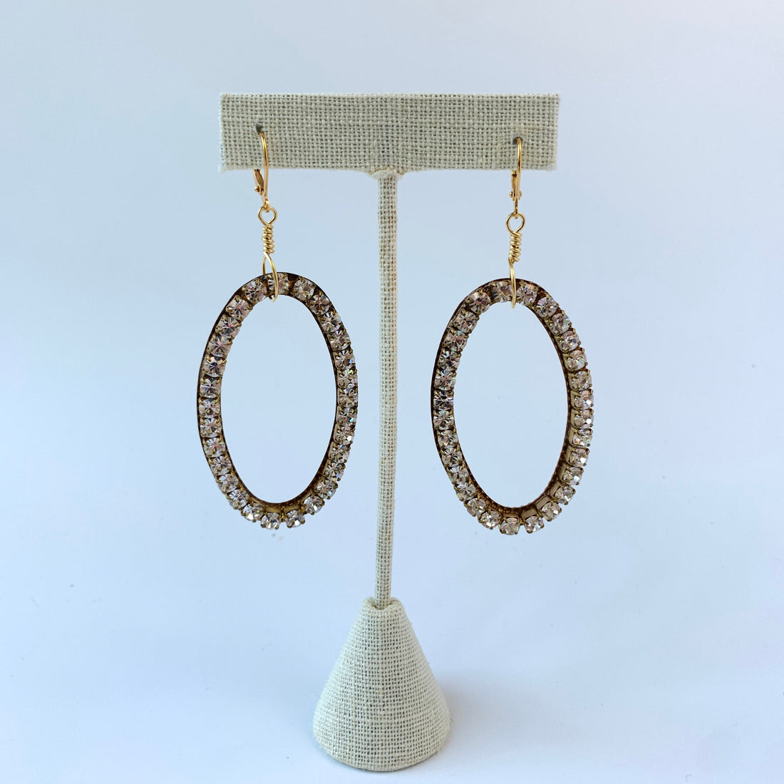 Bold Swarovski Rhinestone Oval Hoop Earrings - Choice of Rhinestone Color