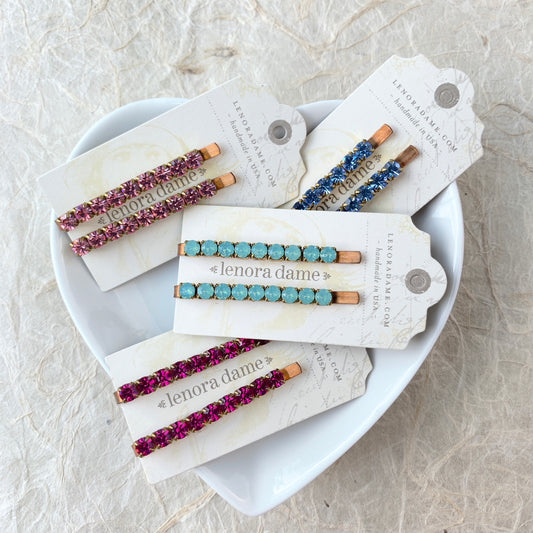 Classic Rhinestone Bobby Pin Set - Choice of Rhinestone Color