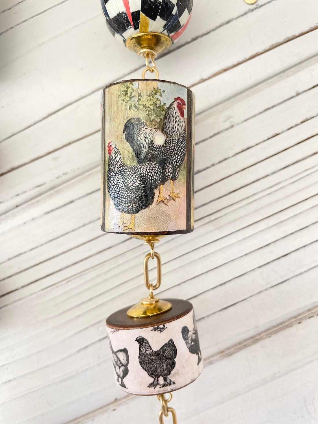 Lenora Dame Decoupaged Long Chicken Necklace