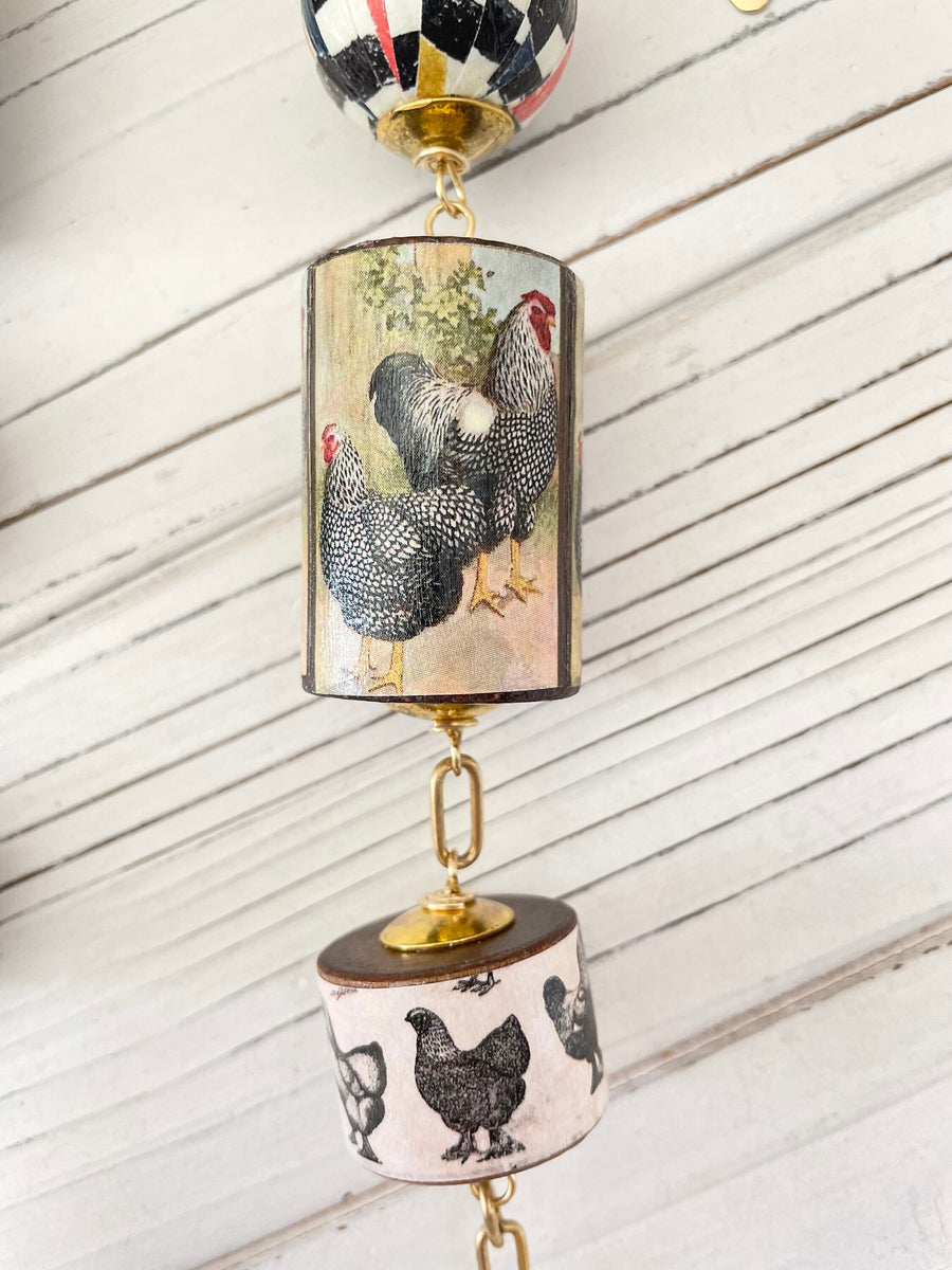 Lenora Dame Decoupaged Long Chicken Necklace