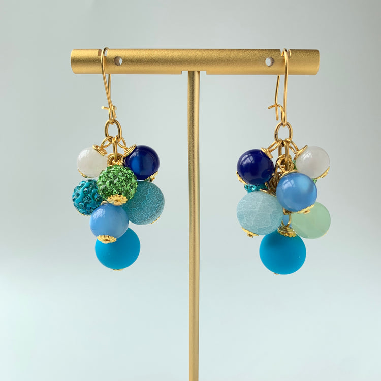 Colorful Beaded Dangle Earrings - 2 Color Options