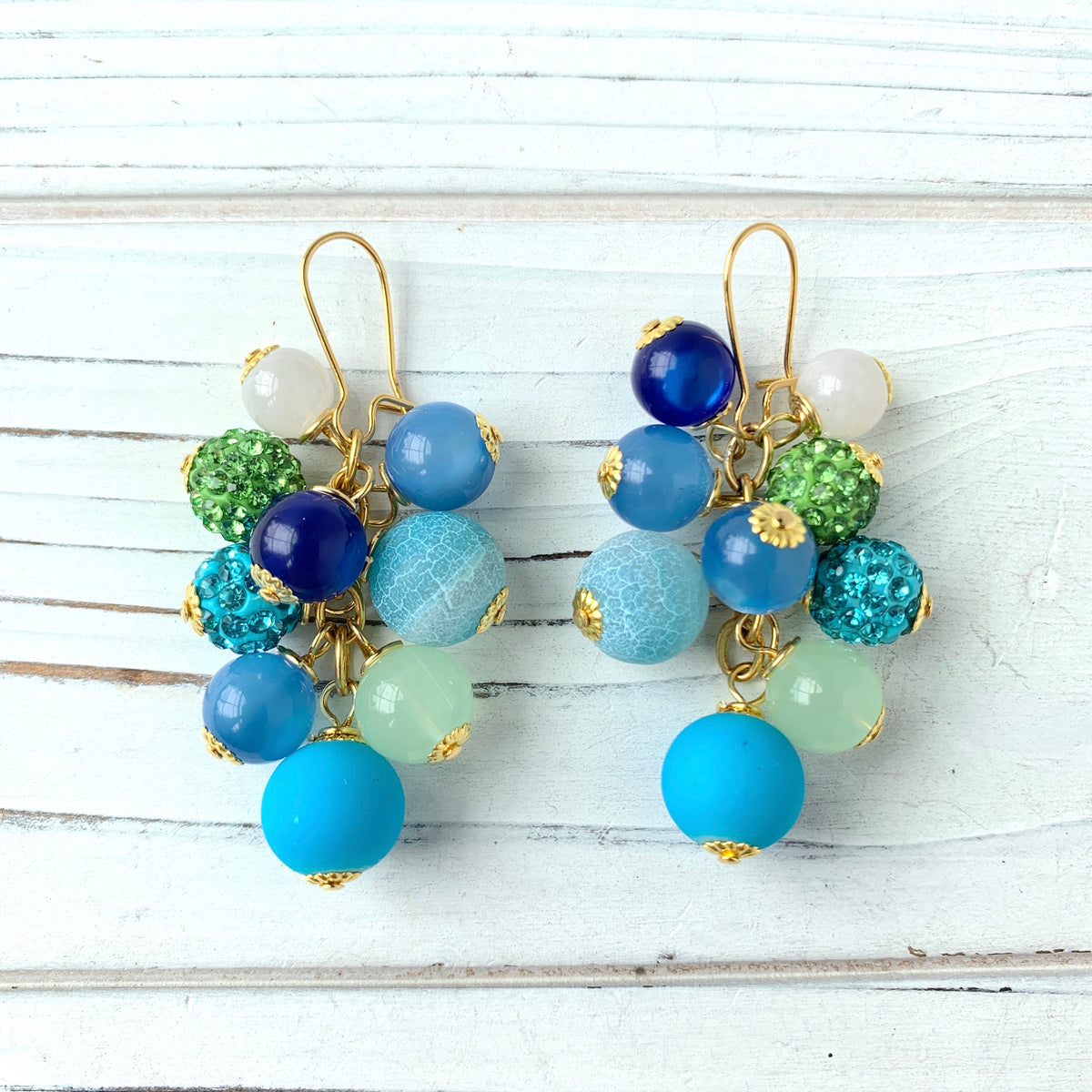 Colorful Beaded Dangle Earrings - 2 Color Options