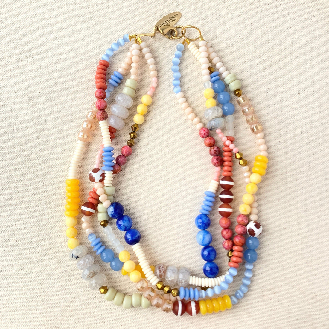 Folk Art 4-Strands Glass Beaded Necklace