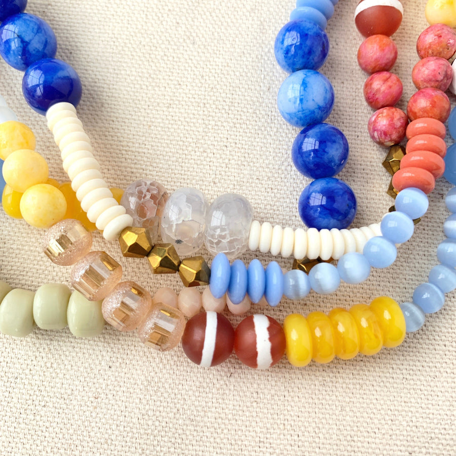 Folk Art 4-Strands Glass Beaded Necklace